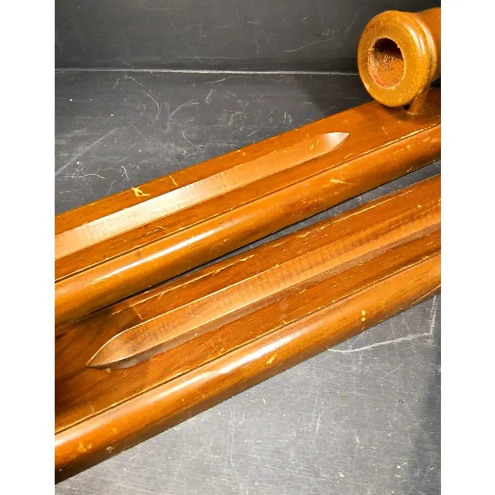 1814.  Pair of 2 Wooden Candle Wall Sconces Vintage 15 Inch